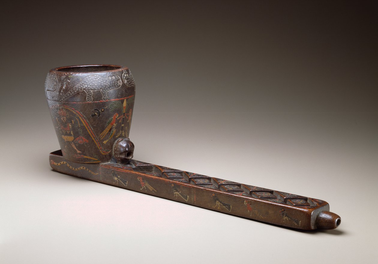 Seremonielt skjenkekar, Peru, 1675-1725 (chonta-tre, harpiksmaling og spiker) av Incan