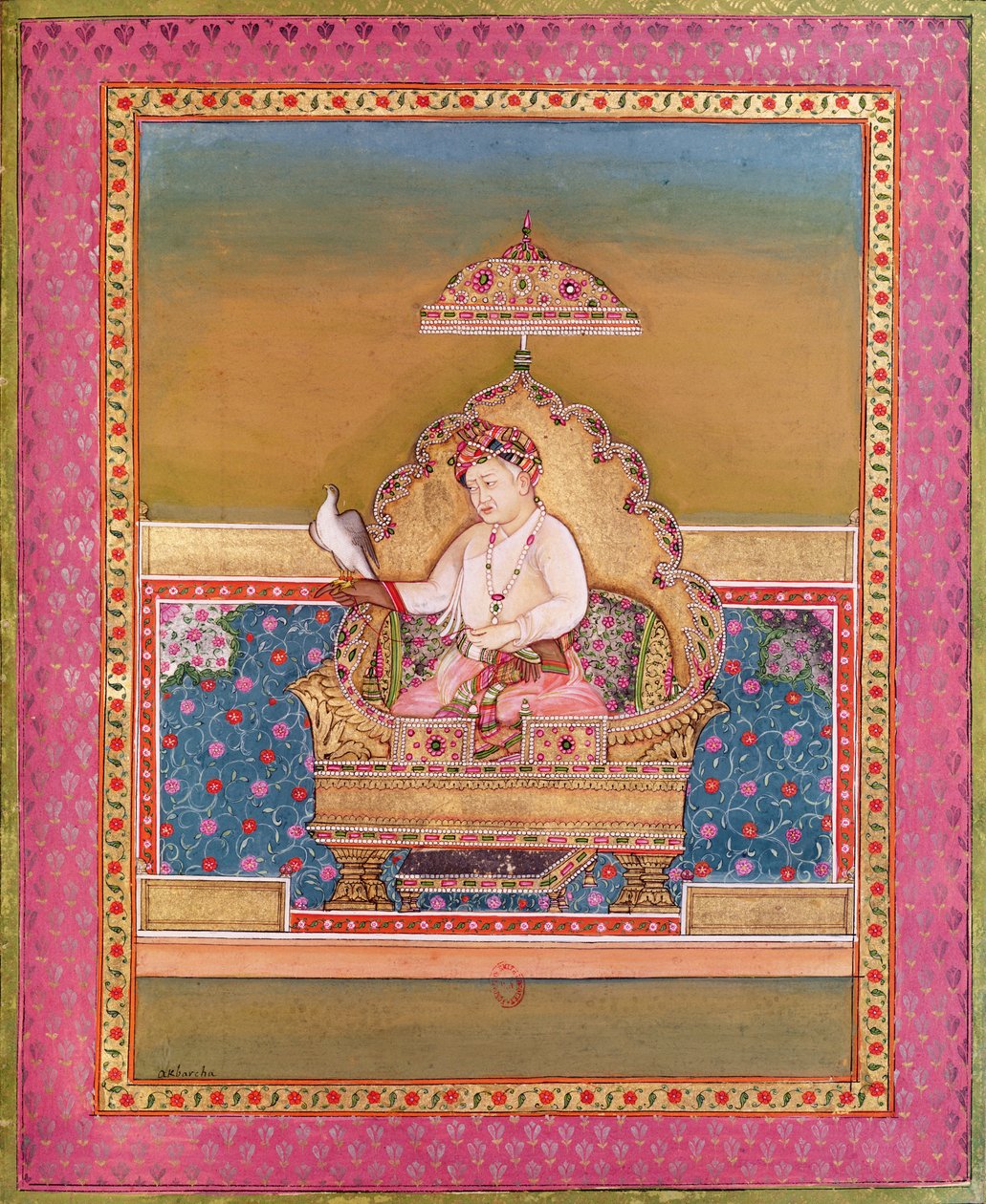 Akbar (1556-1605) fra et album med portretter av Mughal Emperors i Delhi, 1774 av Indian School