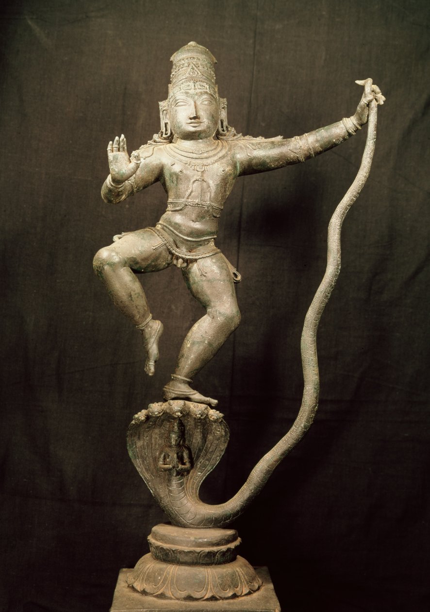 Kaliya Krishna (bronse) av Indian School