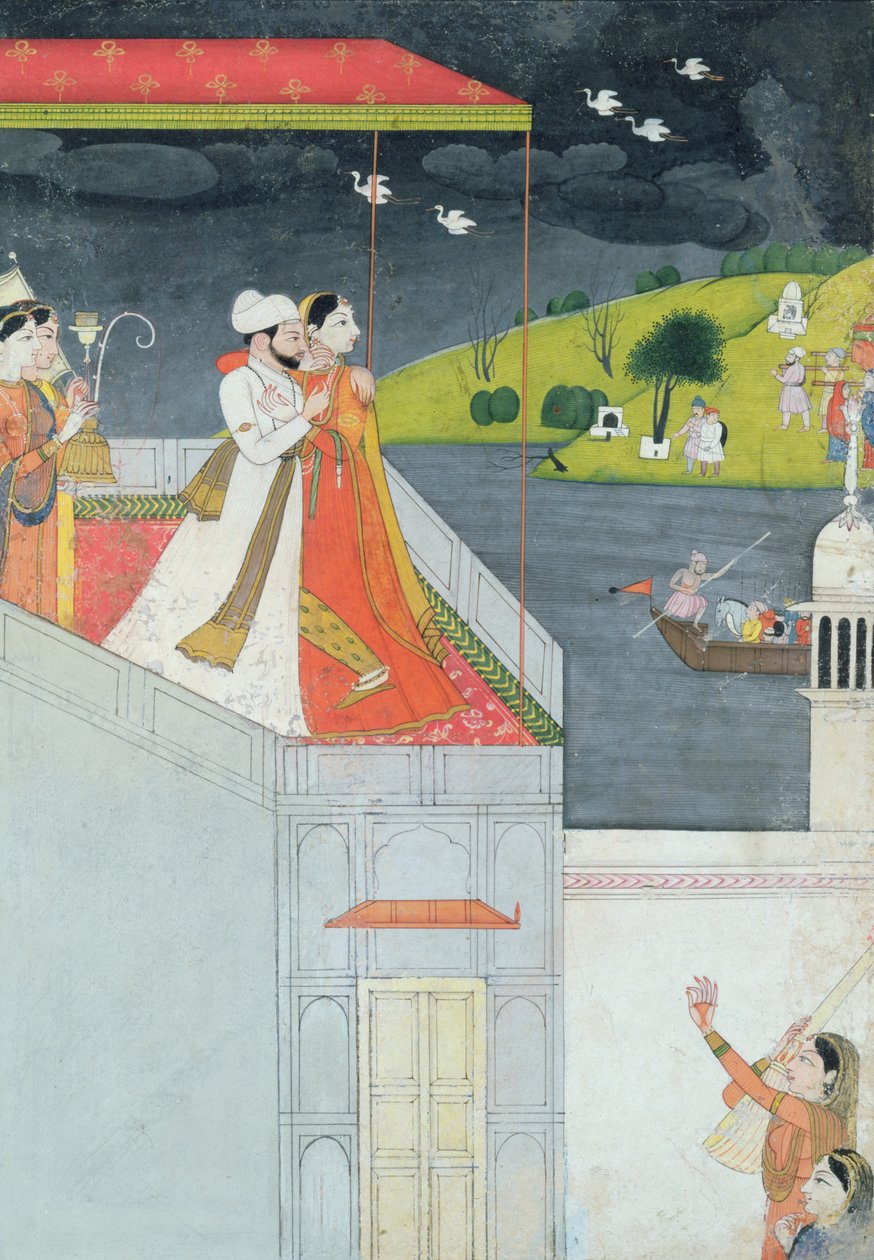 Elskere på en terrasse, ca. 1780-1800 av Indian School