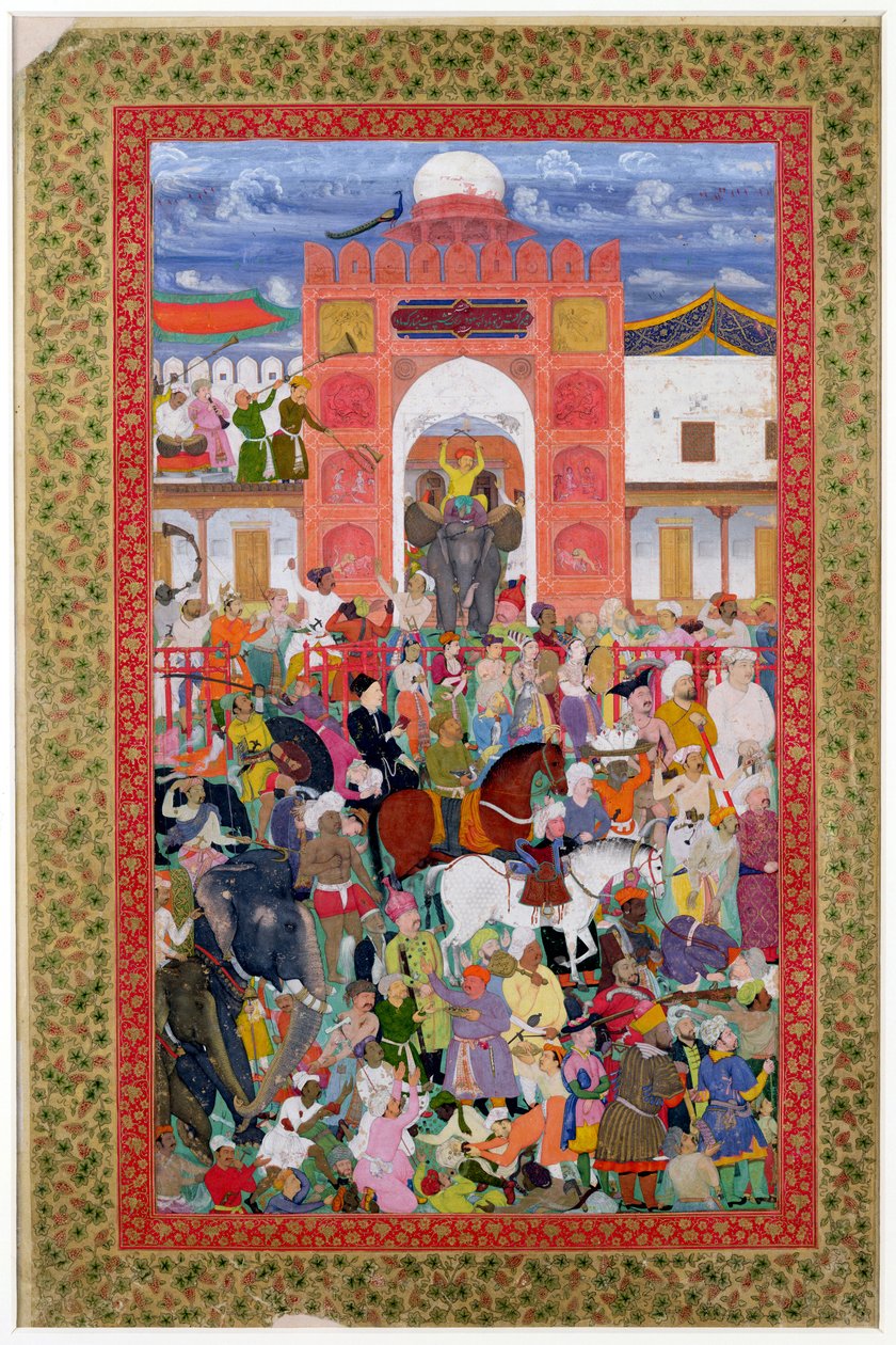 Ms E-14 fol.21a Festligheter i anledning kroningen av keiser Jahangir (1569-1627) 1605 av Indian School