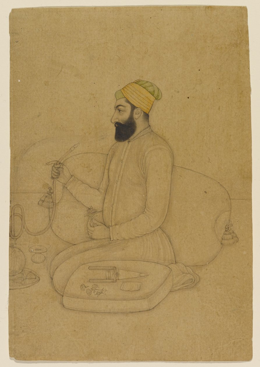 Portrett av Mirza Dakhni, Naubat Khan (vask på papir) av Indian School
