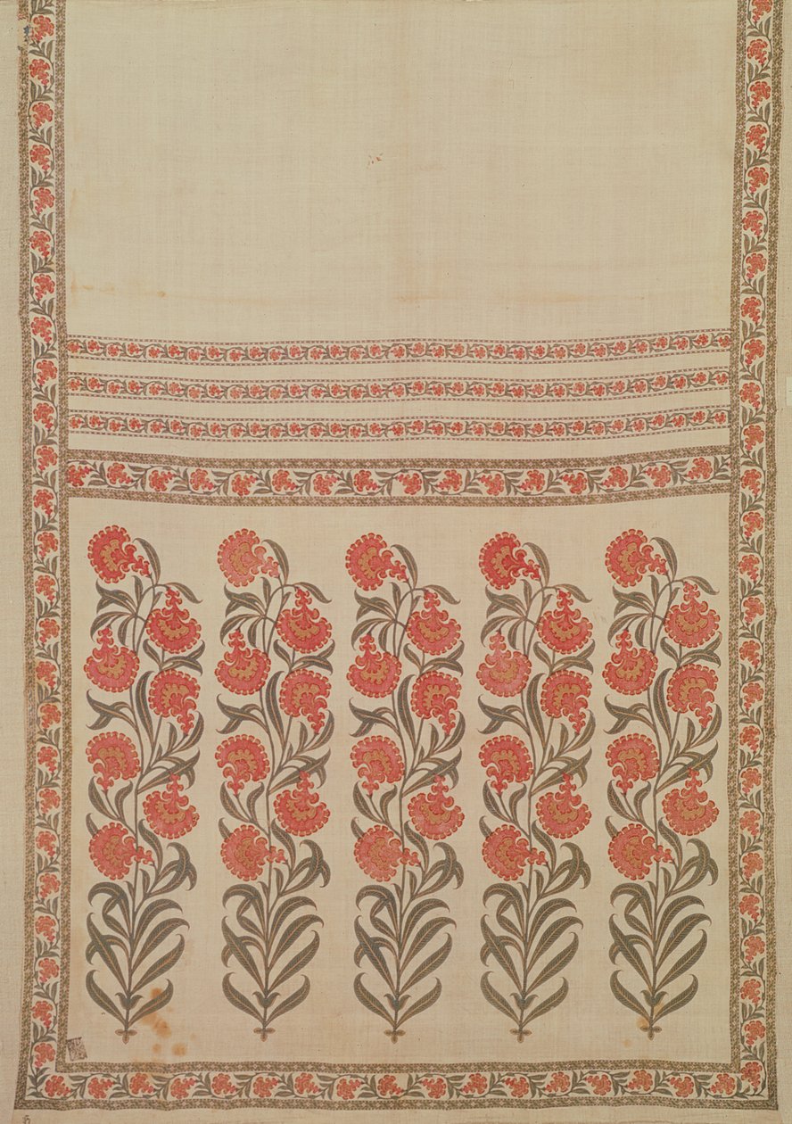 Stensilert og håndmalt bomullsbelte (patka), Rajasthan, India, 1600-1700-tallet av Indian School
