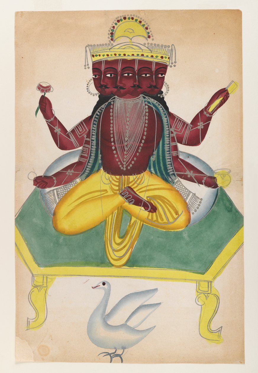 Brahma, slutten av 1800-begynnelsen av 1900-tallet (wc på papir med polerte tinnaksenter) av Indian School