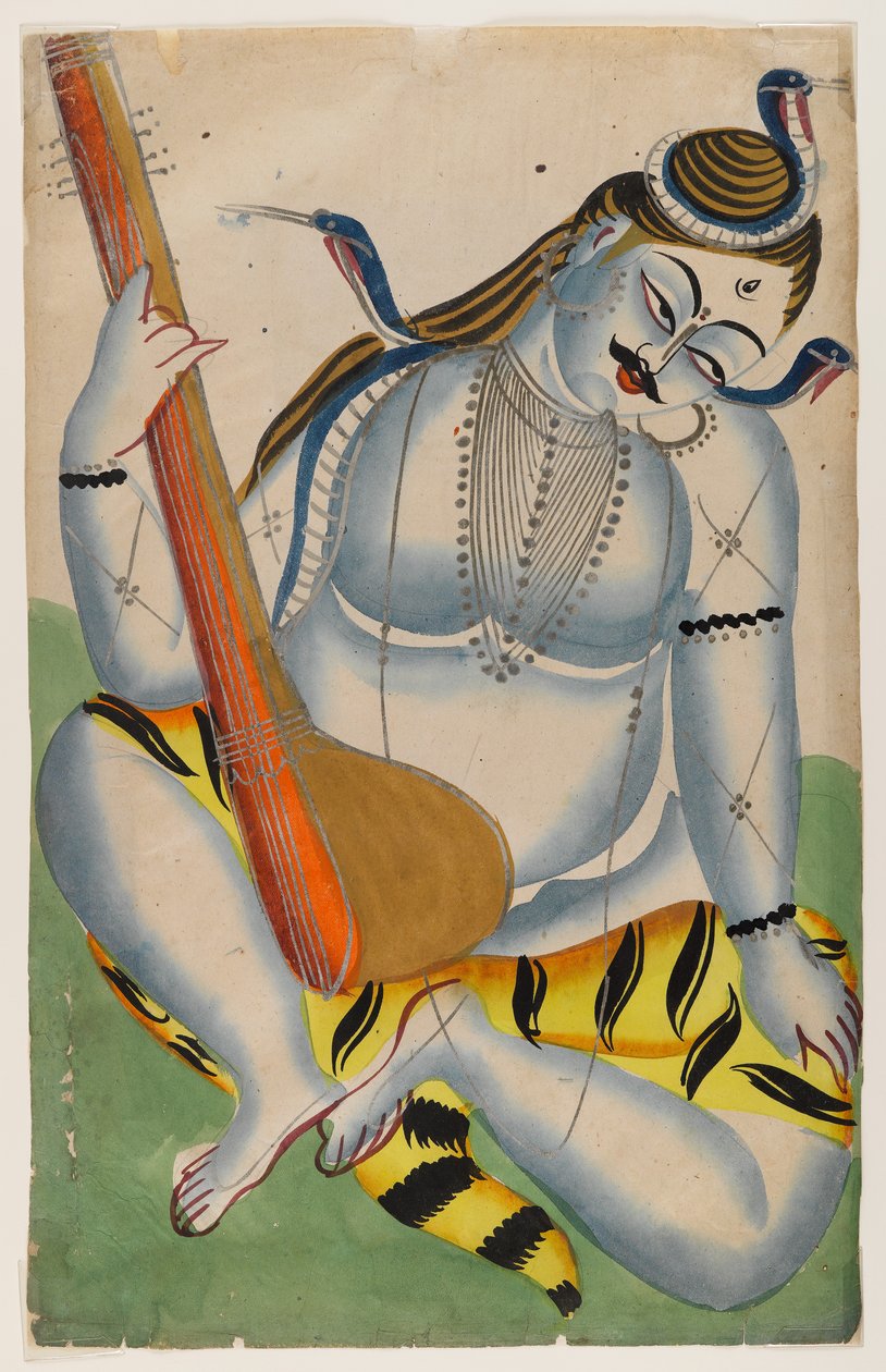 Shiva, Lord of Music, slutten av 1800-tallet - begynnelsen av 1900-tallet (wc på tinn) av Indian School