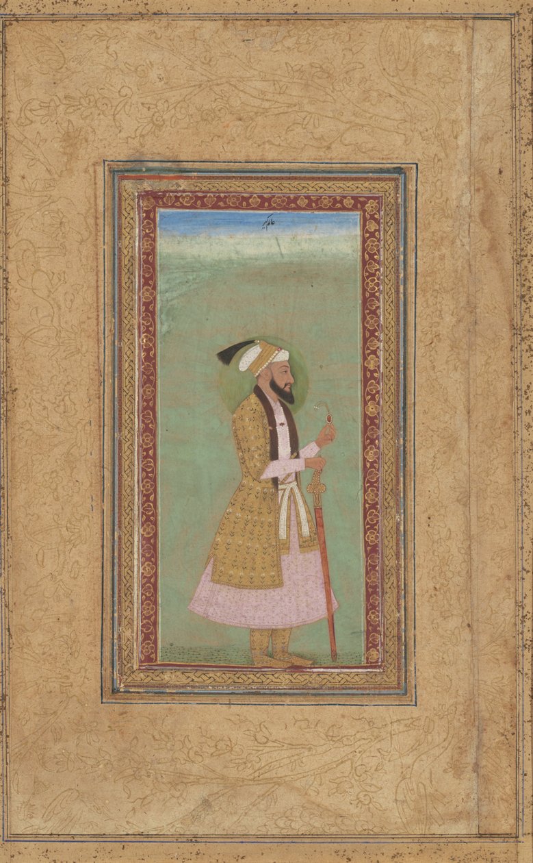 Portrett av en prins med en rubin av Indian 18th Century