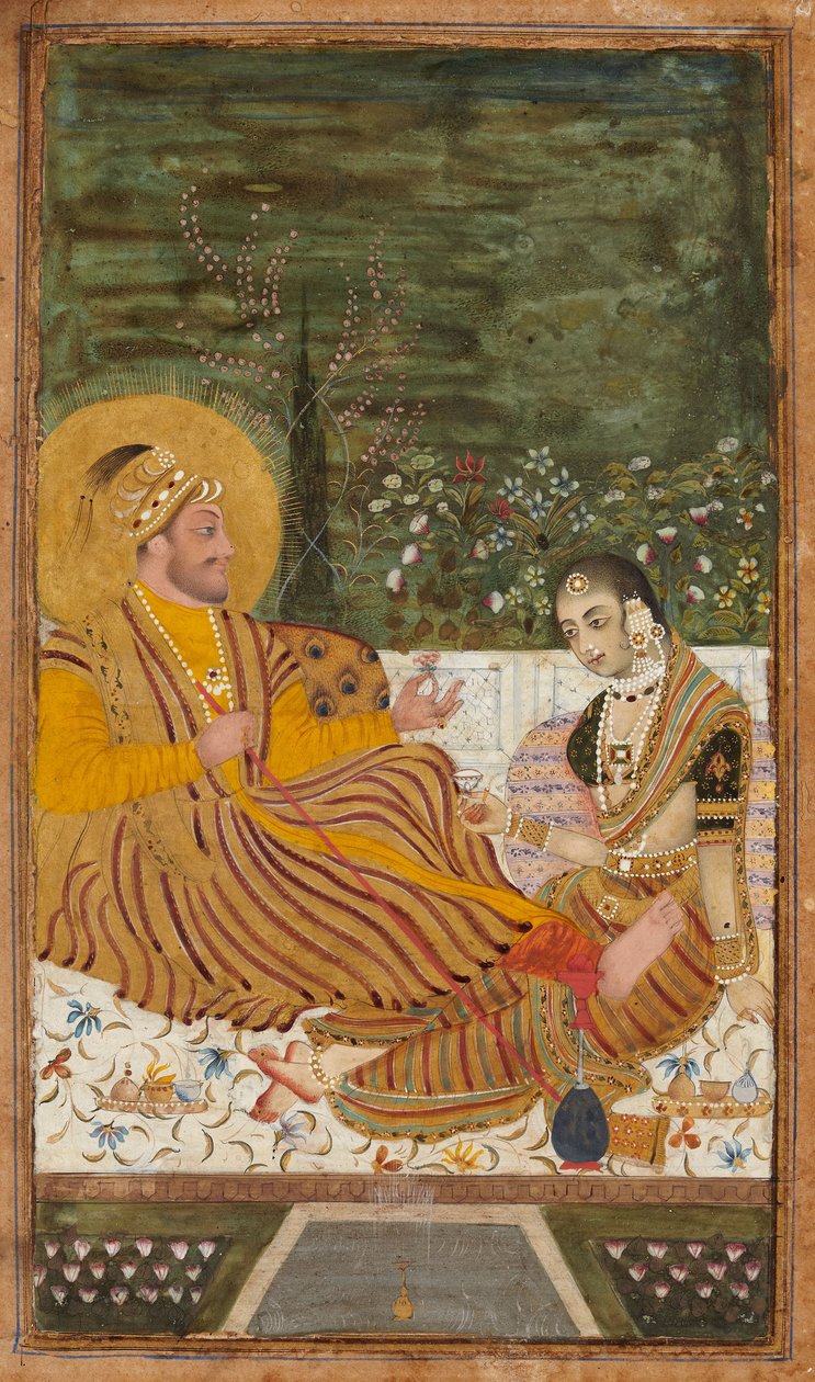 Ali Adil Shah II fra Bijapur med en kvinne av Indian Art
