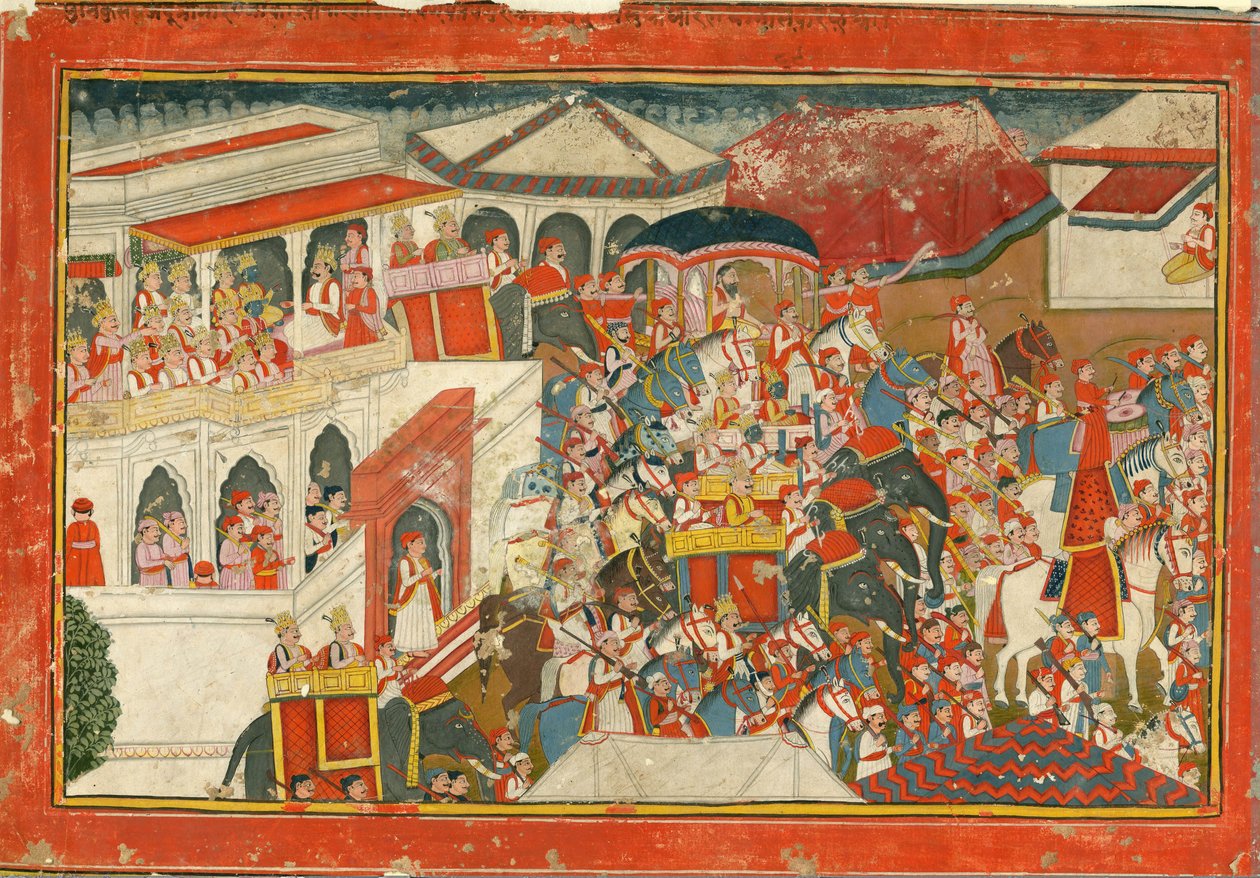 Krishna og Balarama dro fra et palass, ca. 1840 av Indian Art