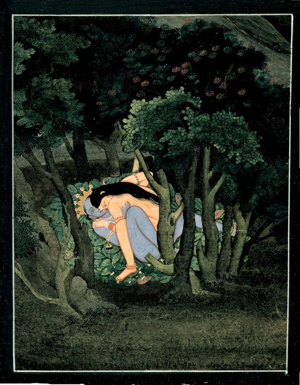 Krishna omfavnet av Radha, ca 1775 av Indian Art