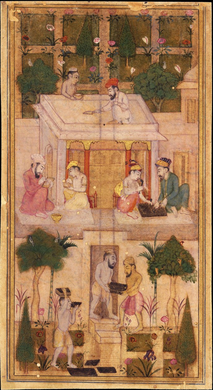 Lage bøker i en hage av Indian Art