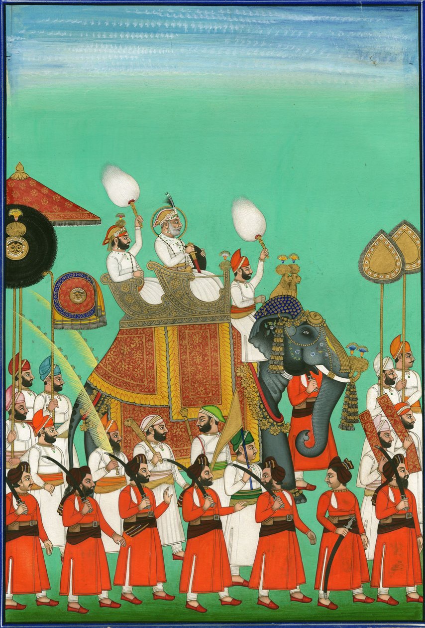 Rajah av Jodhpur som rir på en elefant, ca. 1780 av Indian Art