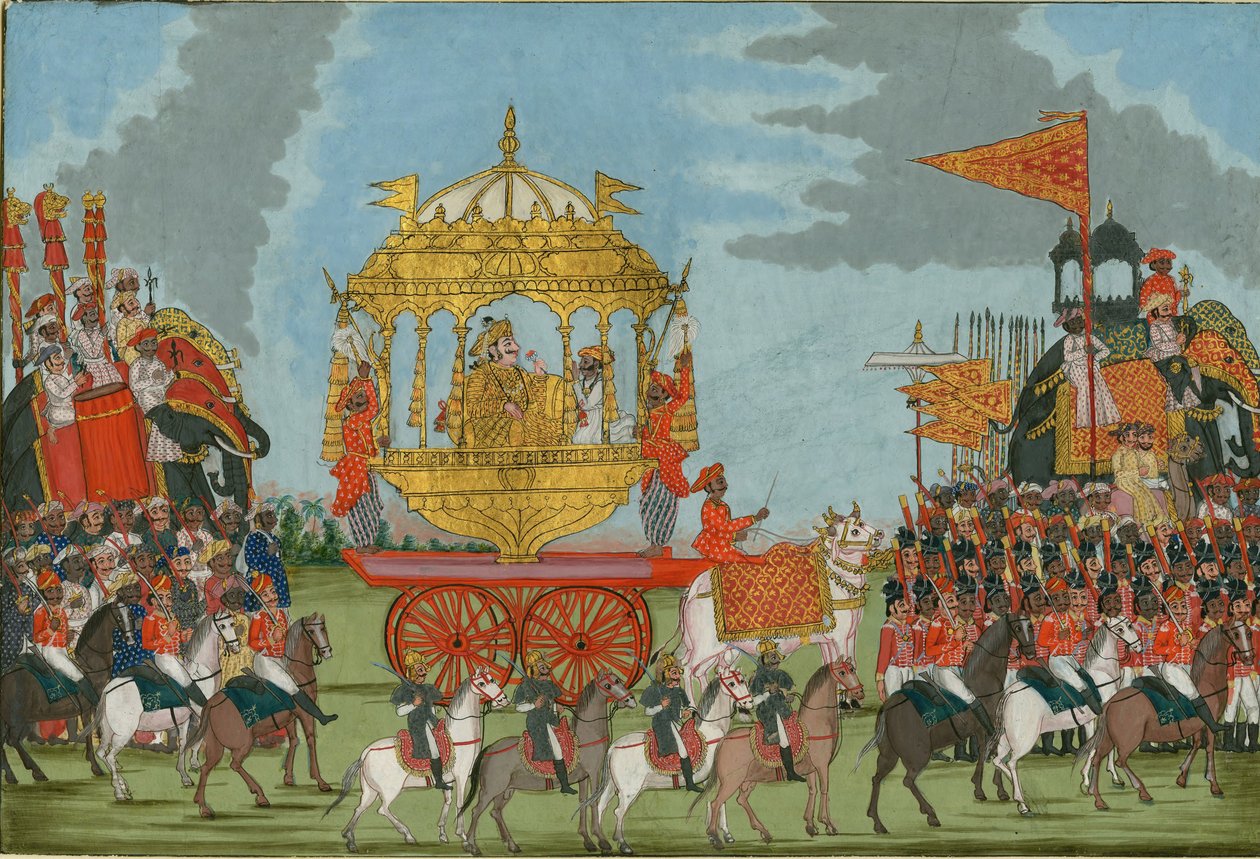 Rajah av Tanjore som rir på en elefant til en ekteskapsseremoni, ca. 1780 av Indian Art