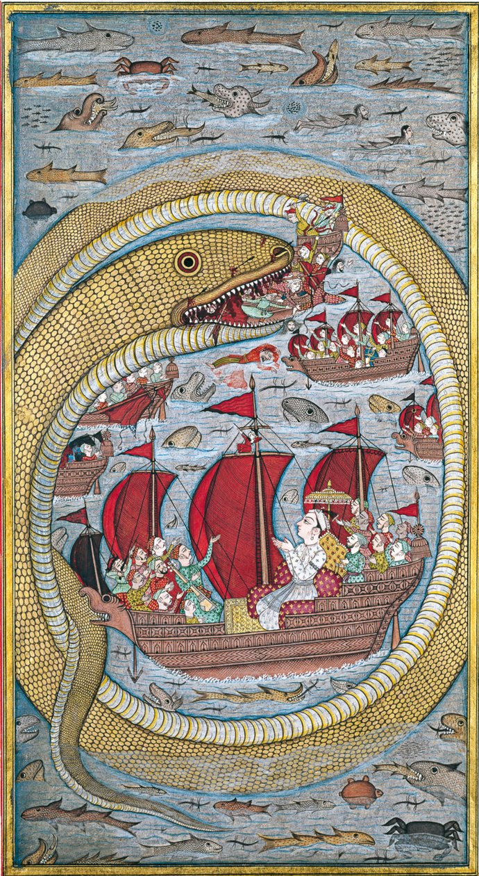 Sjøormen svelger den kongelige flåten, 1670 av Indian Art