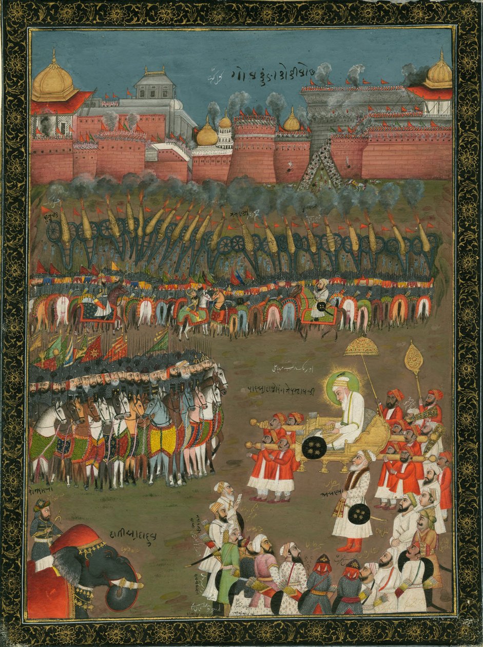 The conquest of Golkonda by Mughal emperor Aurangzeb in 1687, ca 1760 av Indian Art