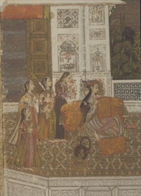 51.226 Portrett av en prinsesse som nyter musikk, Krishnagar, Vest-Bengal av Indian School