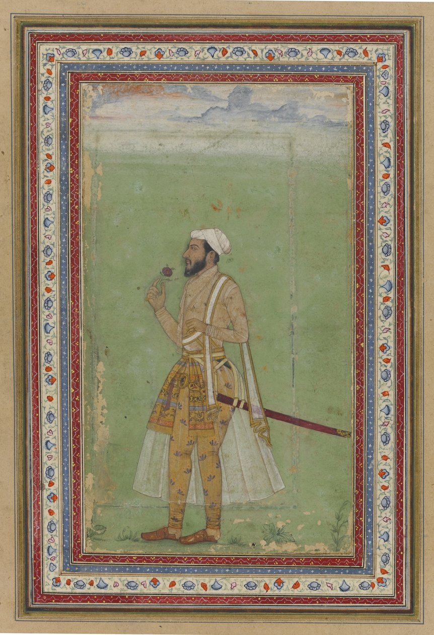 A Mughal Dignitary, ca. 1640 (wc og gull på papir) av Indian School