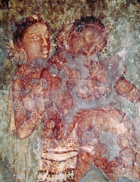 Et fyrstelig par, fra det indre av Cave 1 (fresco) av Indian School