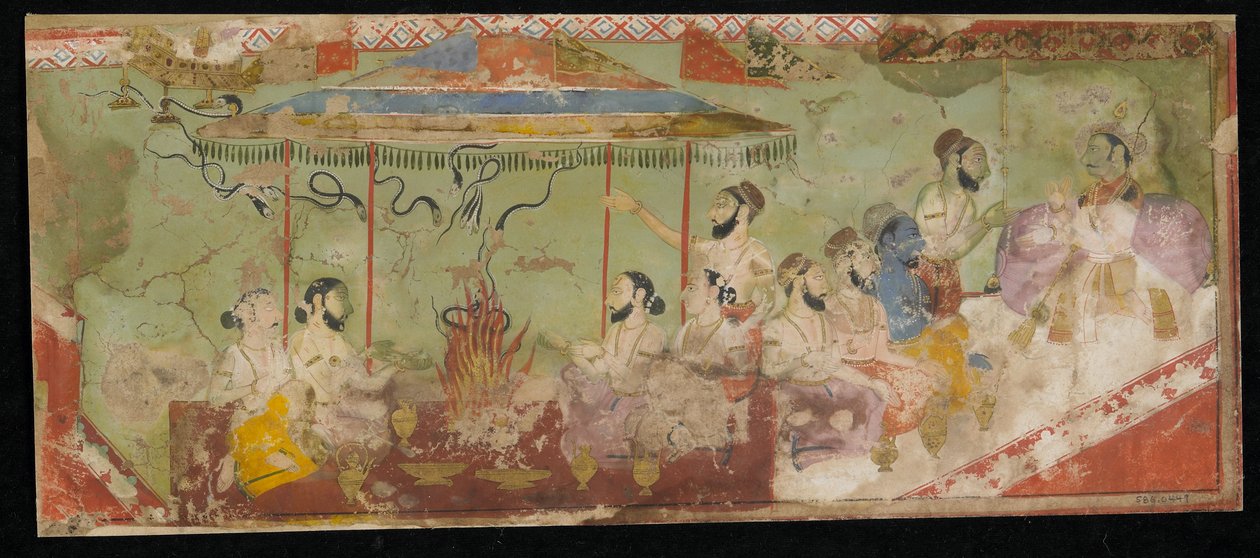 En offerseremoni, Albumfolio med maleri, ca. 1690 av Indian School