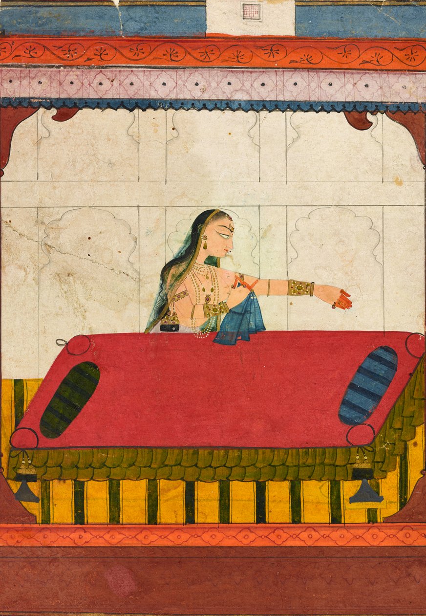 En forlatt elsker, fragment fra en Rasamanjari, ca. 1710 av Indian School