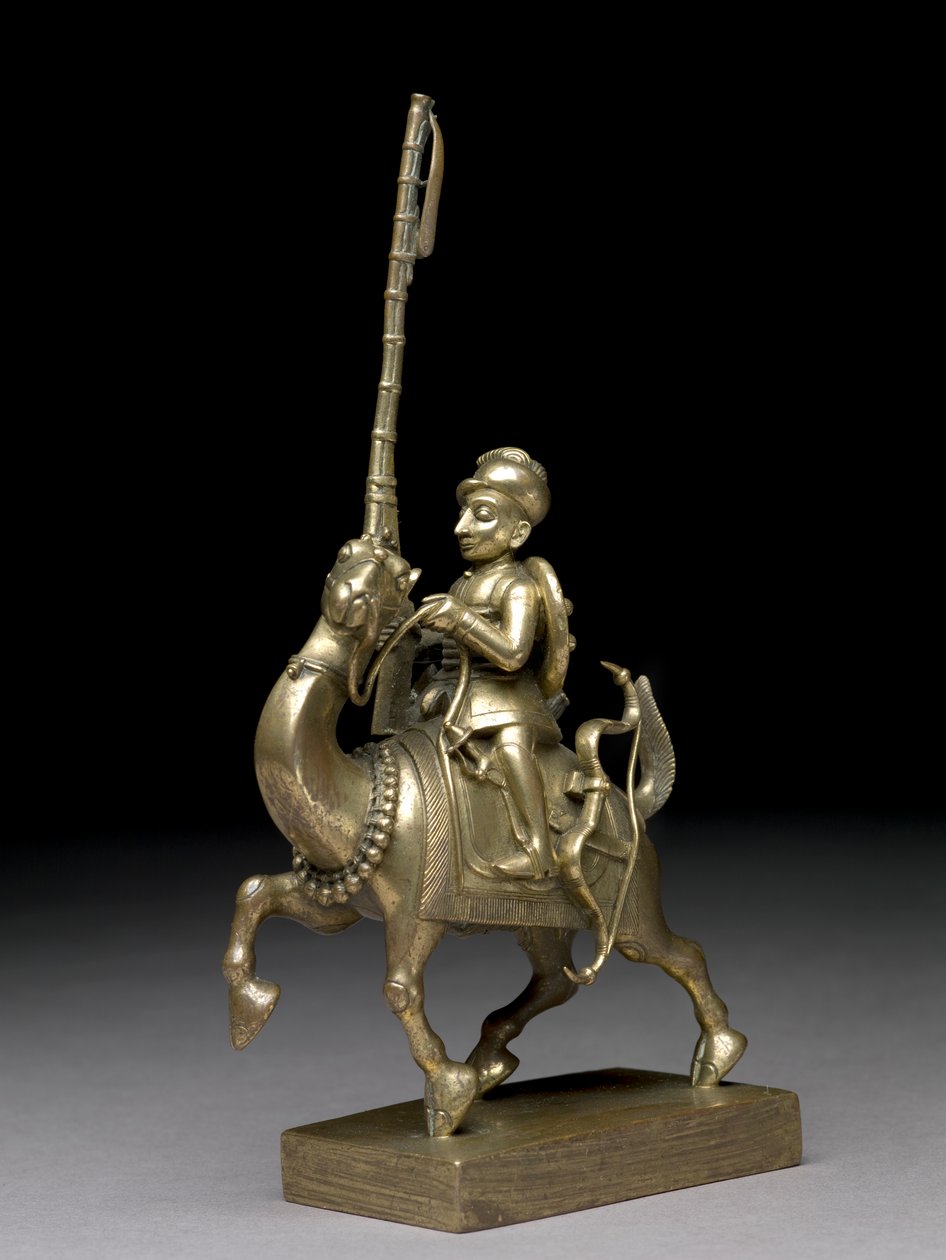 En fyrstikklåsmann som rir på en kamel, Vizagapatam, ca. 1795 (messing) av Indian School