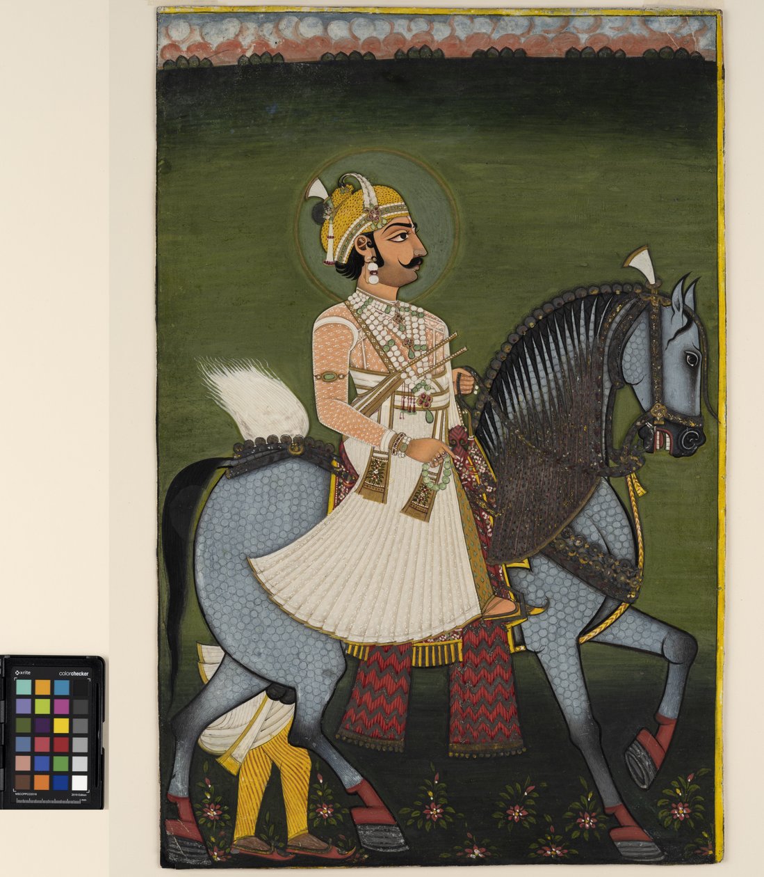 En thakur av Jhilai på hesteryggen av Indian School