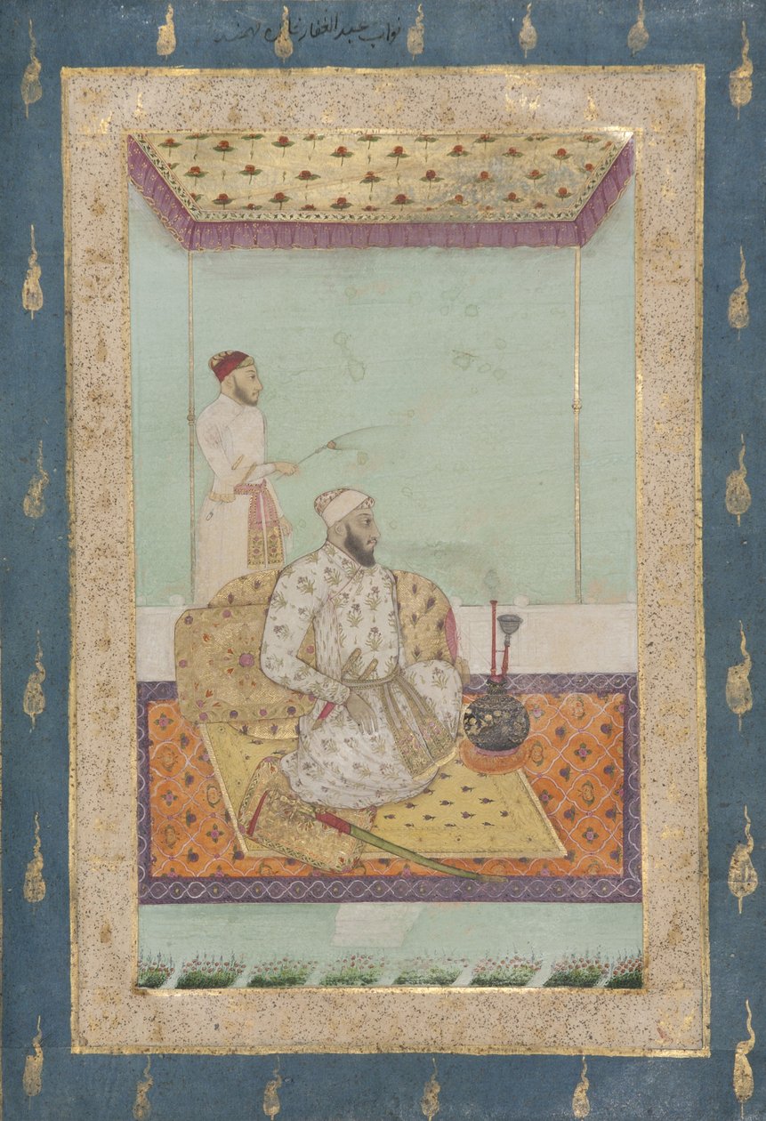 Abdul Ghaffar Khan Bahadur, ca. 1680 (ugjennomsiktig wc og gull på papir) av Indian School
