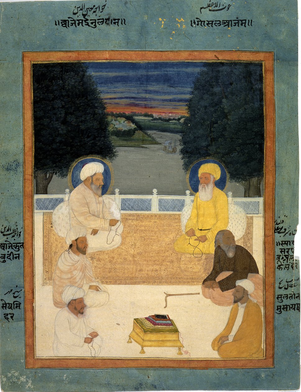 Add.Or.4473 Seks sufi-helgener som sitter på en terrasse; Khvaja Mu