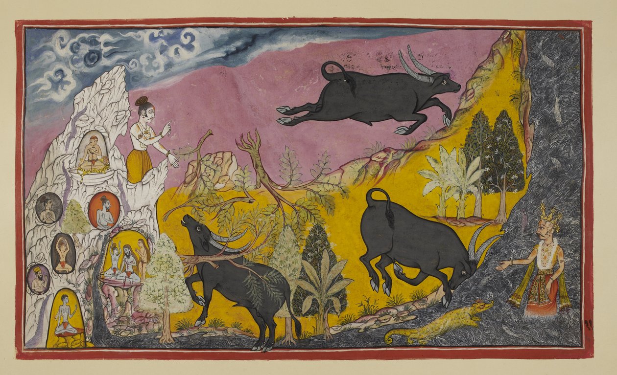 Legg til 15296 (2) f.11r, Sugriva forteller så Rama og Laksmana hvor mektig broren hans Ba av Indian School