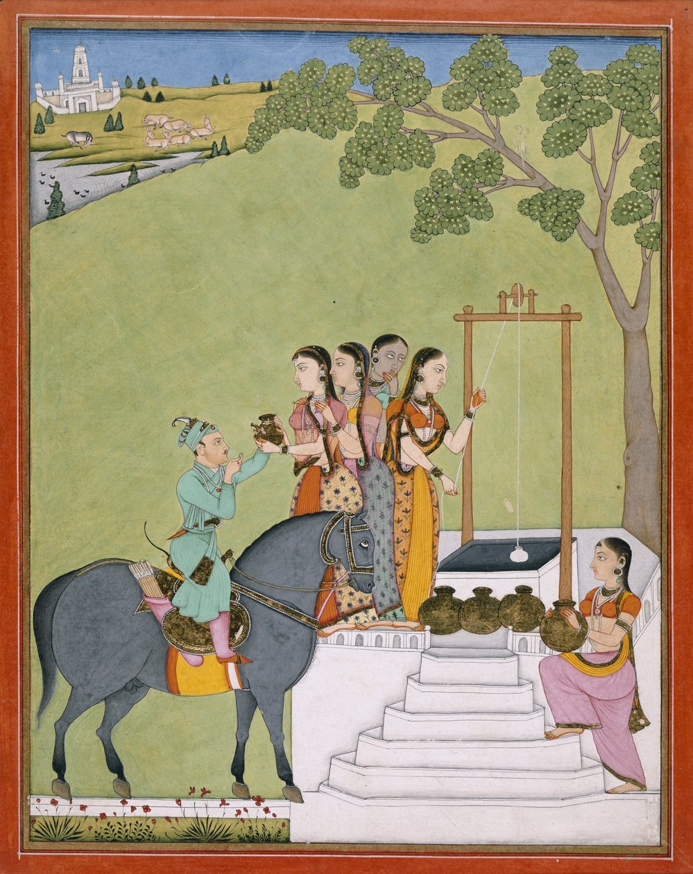 Legg til Or.3846 En prins ved en brønn, ca. 1780 (akvarell på papir) av Indian School