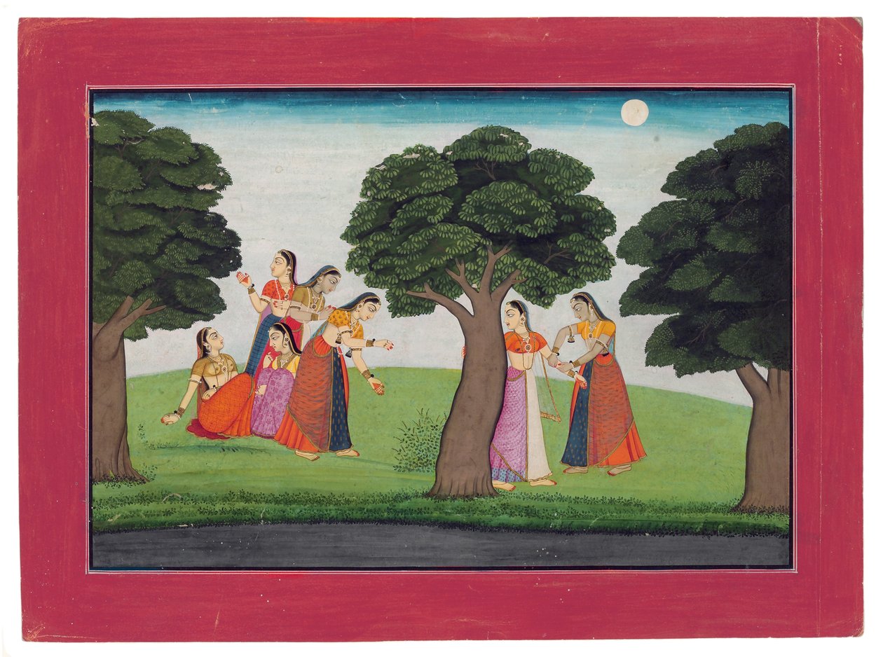 Etter Krishna Vanishes, ca. 1760-65 (ugjennomsiktig wc og gull på papir) av Indian School