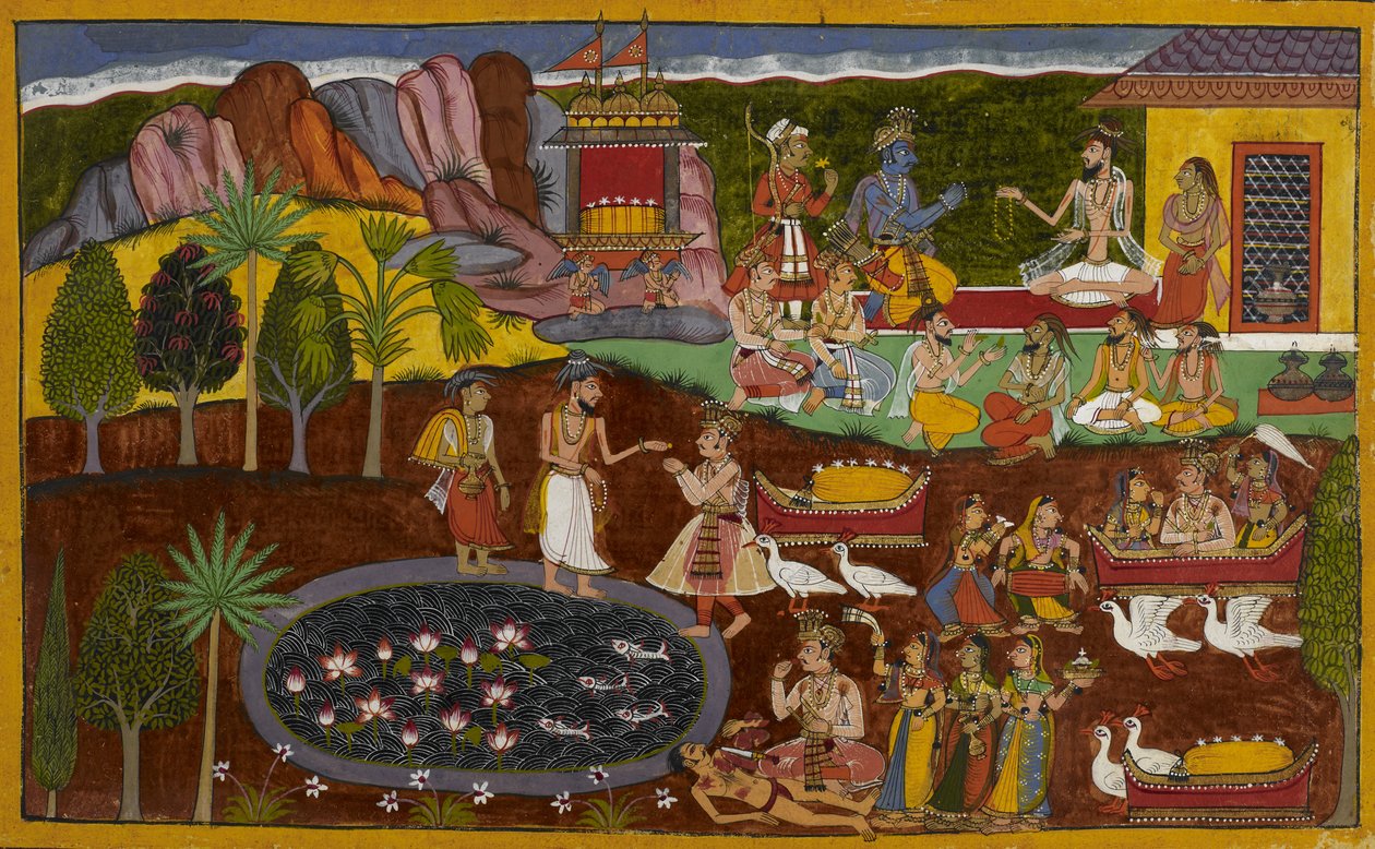 Agastya gir Rāma en guddommelig juvel, og anskaffelsen av den beskrives nedenfor. av Indian School