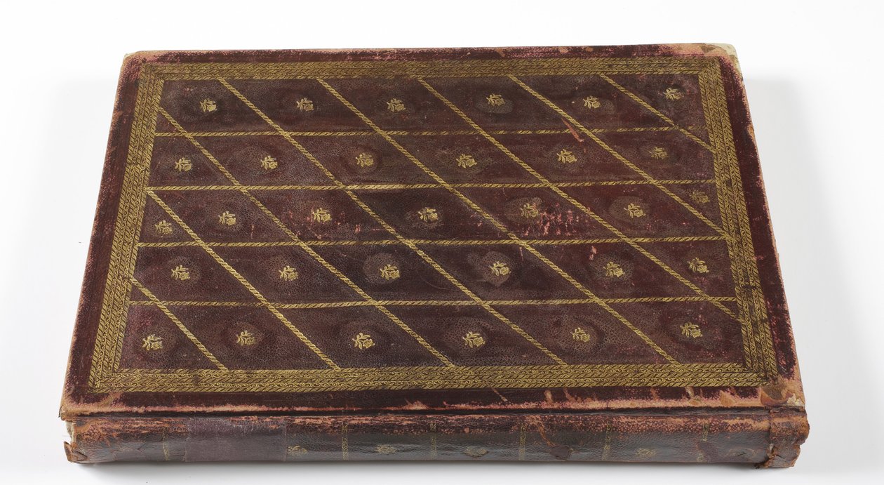 Album med Mughal-dynastisk genealogi, 1855 (skinn med gulldetalj) av Indian School