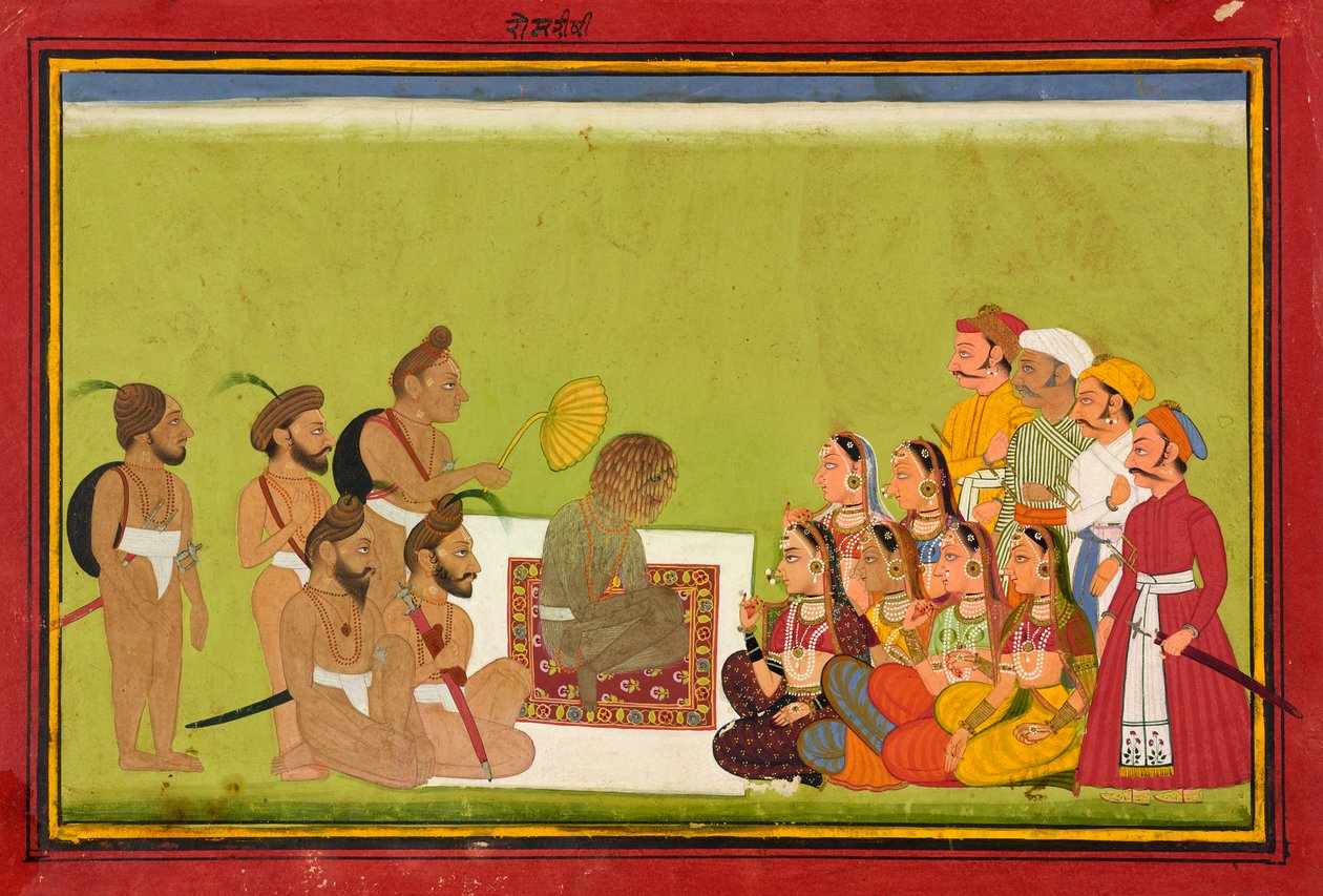 En audiens med Rom Rishi, ca. 1700-1725 av Indian School