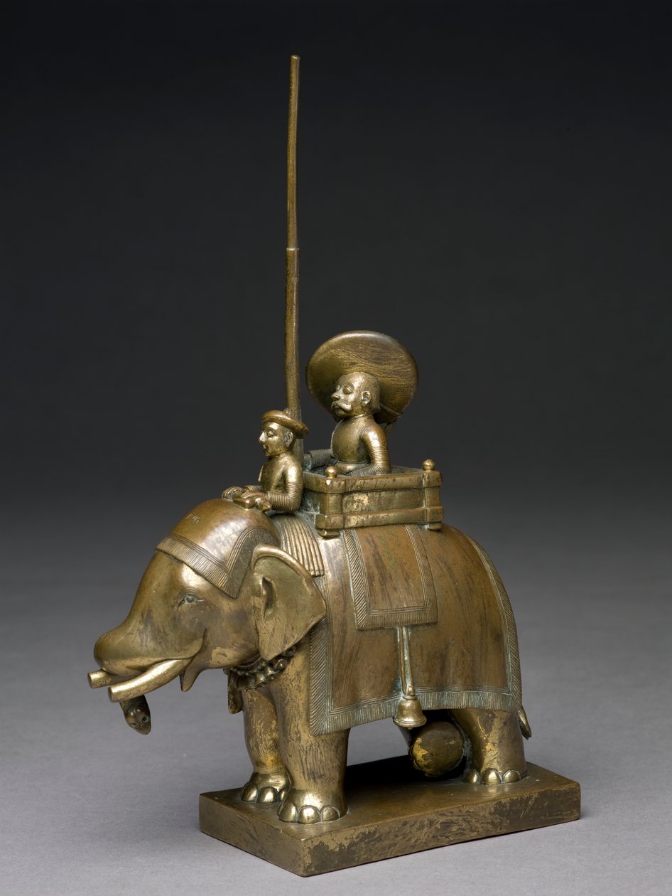 En offiser som rir på en elefant, 1795 (messing) av Indian School