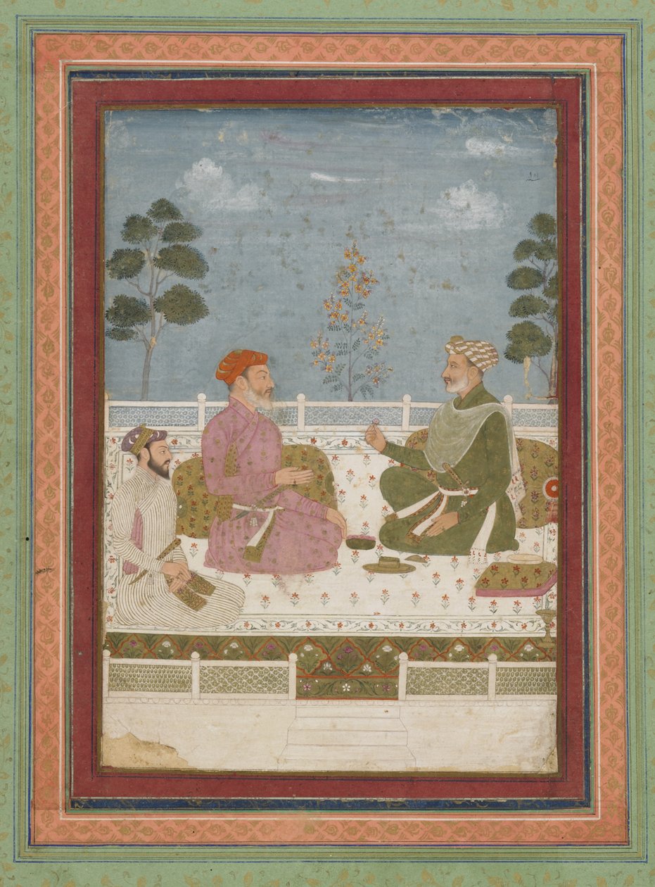 Publikumsscene, løsrevet albumfolio med maleri, ca. 1750 av Indian School