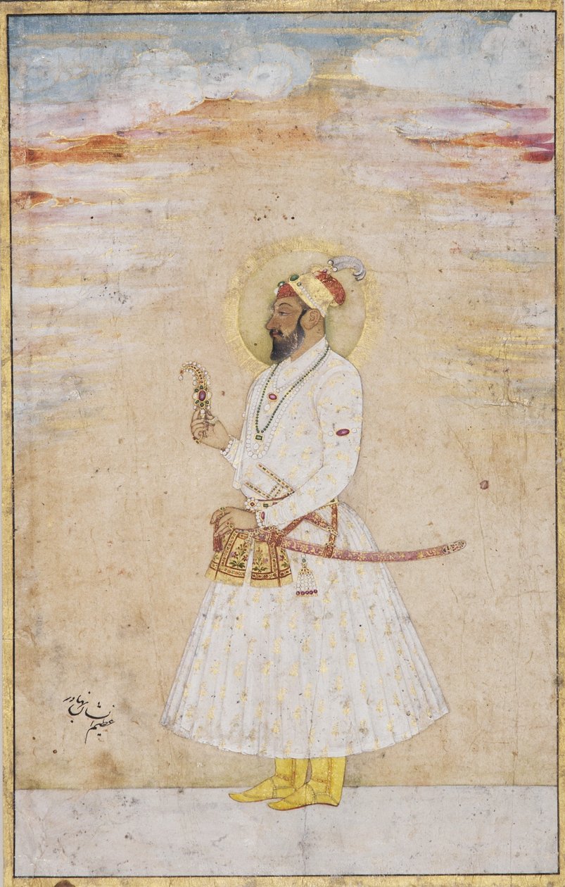 Azim us Shan Bahadur, ca. 1720 (ugjennomsiktig wc og gull på papir) av Indian School