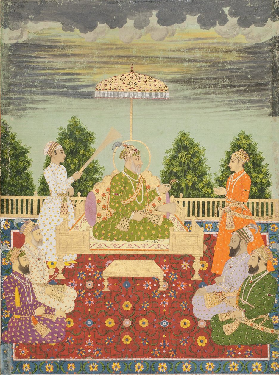Bahadur Shah med sine fire sønner og et barnebarn, ca. 1710 av Indian School