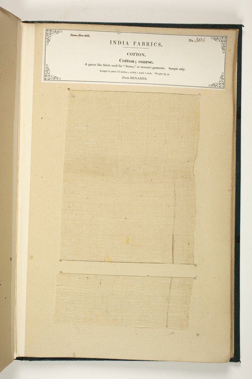 Coarse Cotton, Benares, fra The Collection of the Textile Manufacturers of India, av John Forbes Watson, utgitt i 1866 av Indian School
