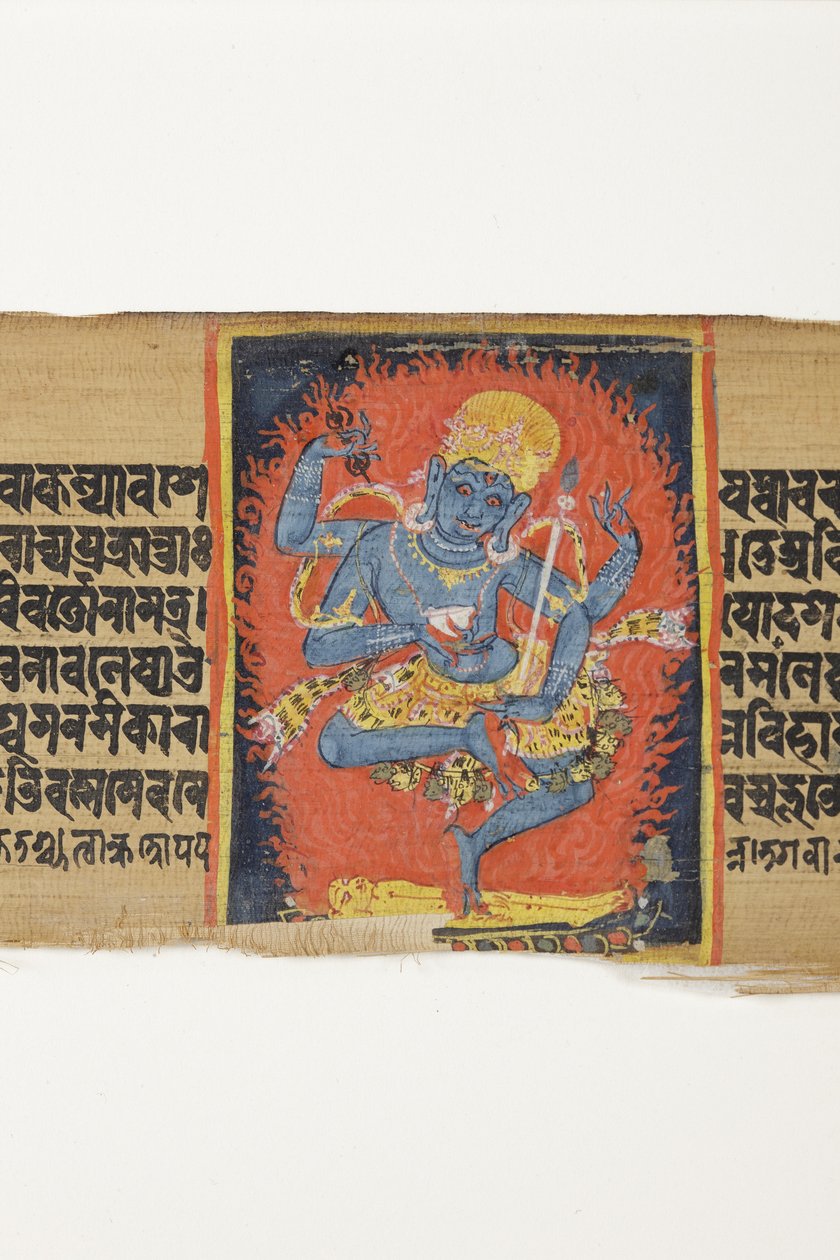 Dancing Heruka, ca. 1150-1200 (ugjennomsiktig wc og blekk på palmeblad) av Indian School