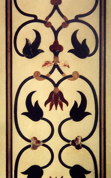 Detalj av innleggsarbeid på en yttervegg, ca. 1631-54 (pietra dura) av Indian School