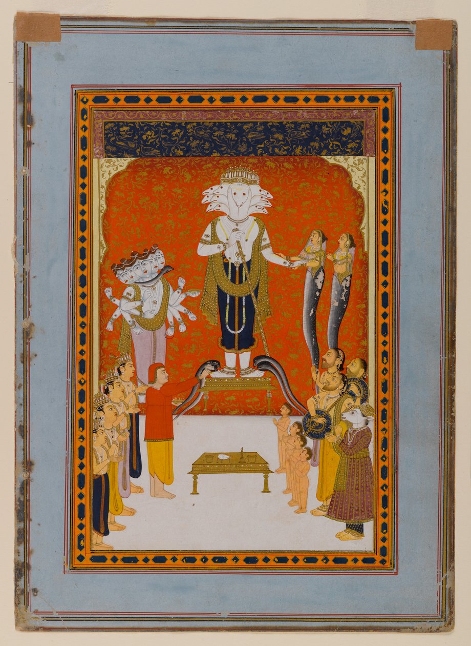 Devoshans To Nagdevata, Rajasthan, S.1790 (WK og gull på papir) av Indian School