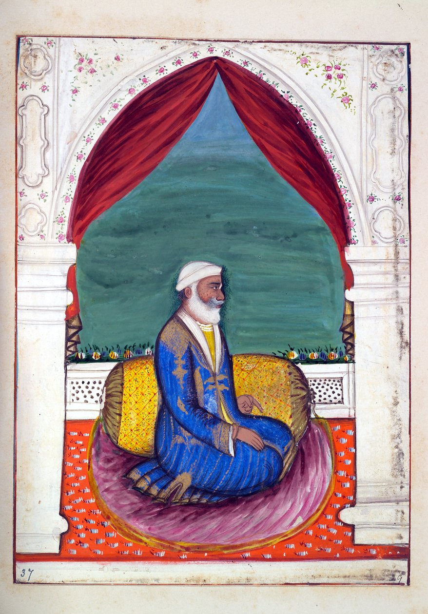 Dewan Ajodia Pershad, fra The Kingdom of the Punjab, its Rulers and Chiefs, bind II, et bind på 30 akvarellstudier av en uidentifisert indisk kunstner, ca. 1840 (wc på papir) av Indian School