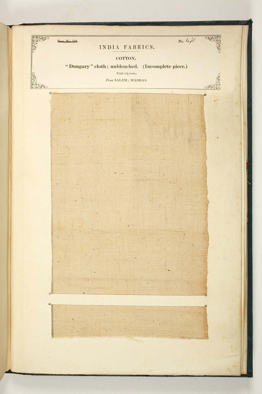 Dungary Cloth, Salem, Madras, fra The Collection of the Textile Manufacturers of India, av John Forbes Watson, utgitt i 1866 av Indian School