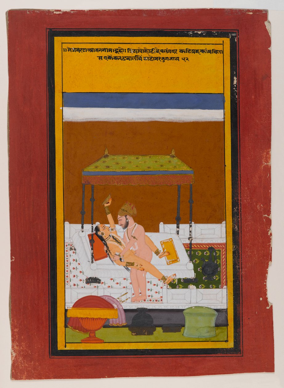 Embracing Couple, ca. 1725-1730 (ugjennomsiktig wc, gull og sølv på papir) av Indian School