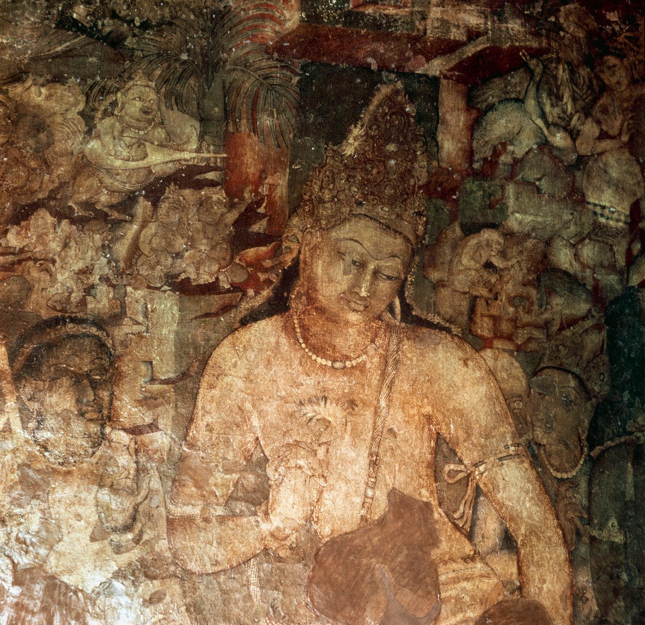 Episode av Life of Buddha-maleriet i hule 1 av Indian School