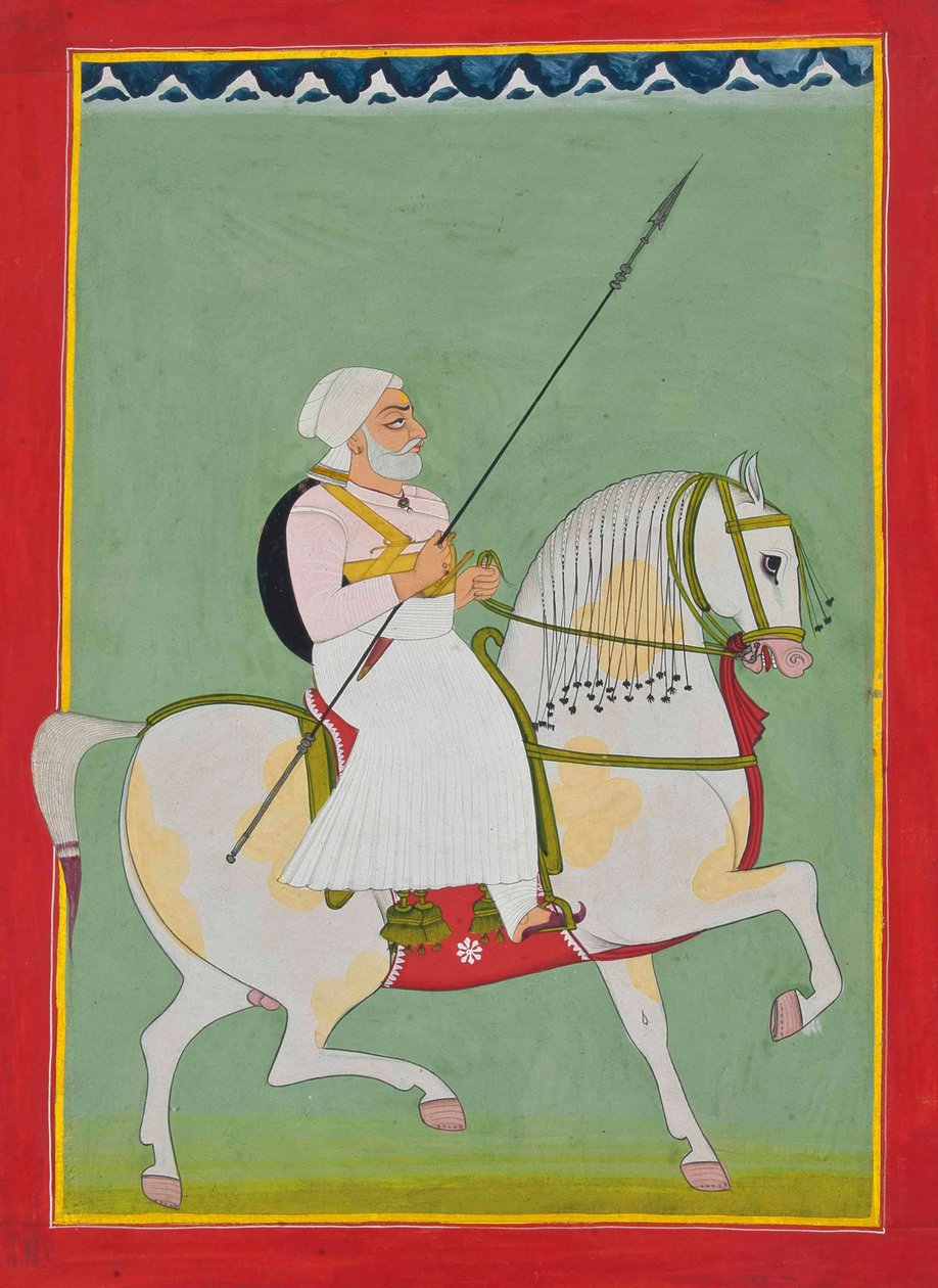Ridesportrett av Durgadas Rathore, ca. 1800 av Indian School