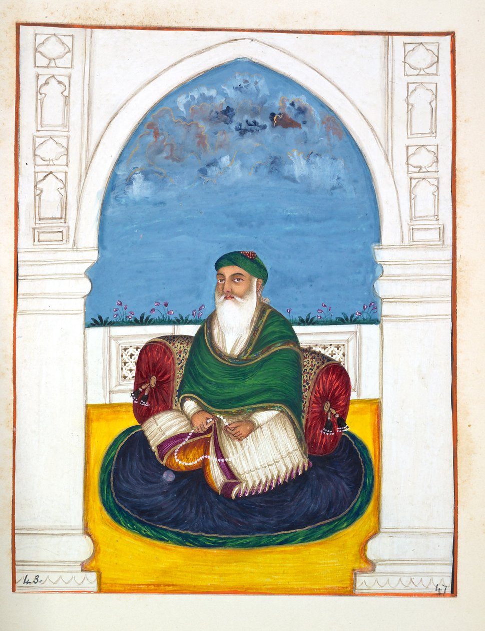 Fakir Imamuddin, fra The Kingdom of the Punjab, its Rulers and Chiefs, bind II, et bind på 30 akvarellstudier av en uidentifisert indisk kunstner, ca. 1840 (wc på papir) av Indian School
