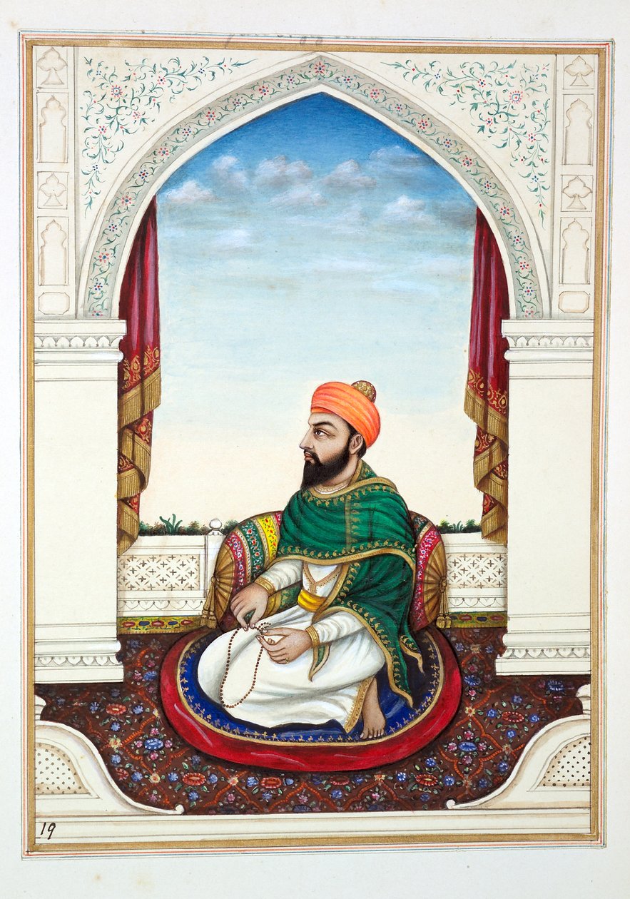 Fakir Syad Aziz-o-Deen, fra The Kingdom of the Punjab, its Rulers and Chiefs, bind I, et bind med 27 akvarellstudier av en uidentifisert indisk kunstner, ca. 1840 (wc på papir) av Indian School