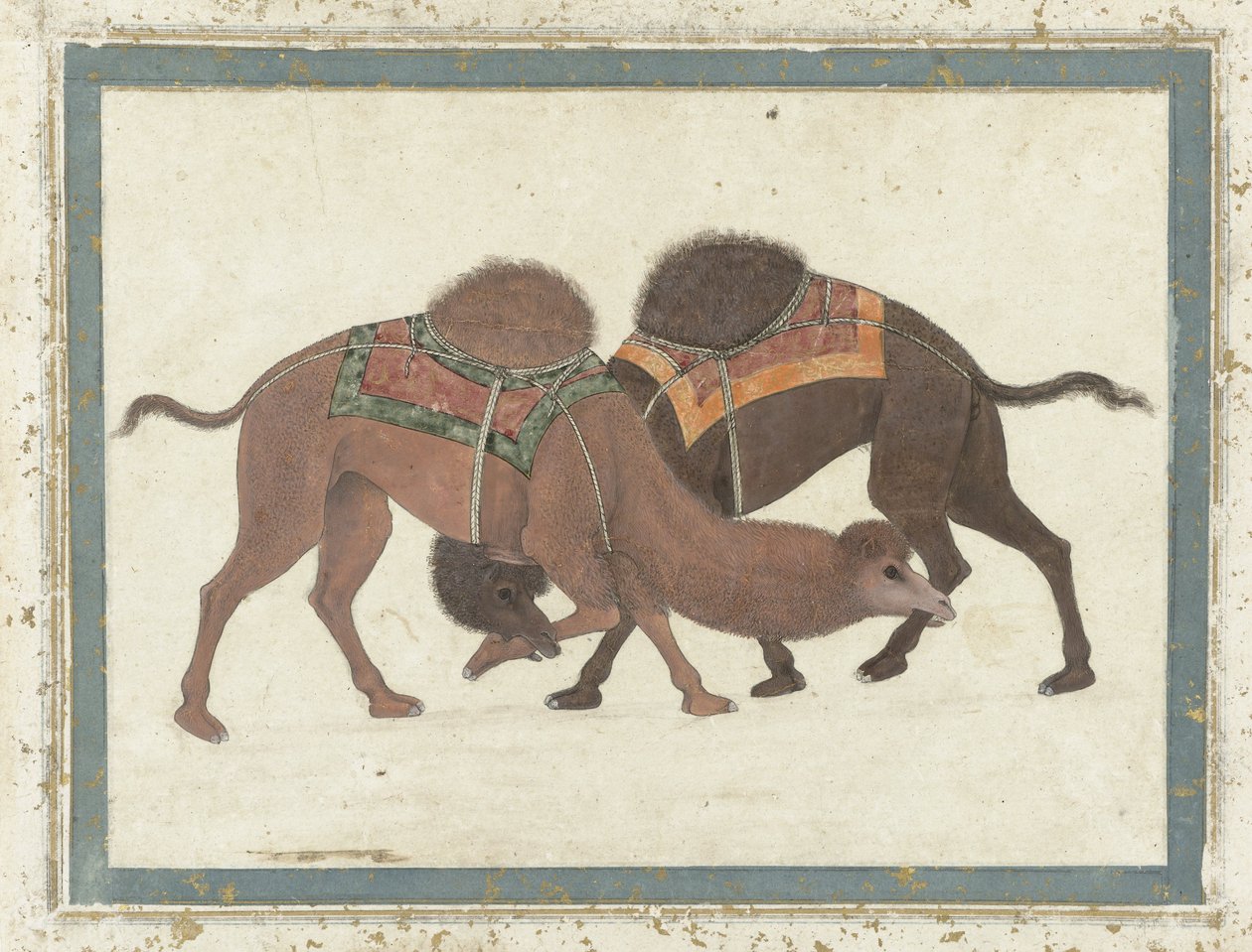 Kamp mot kameler, ca. 1680-1700 av Indian School