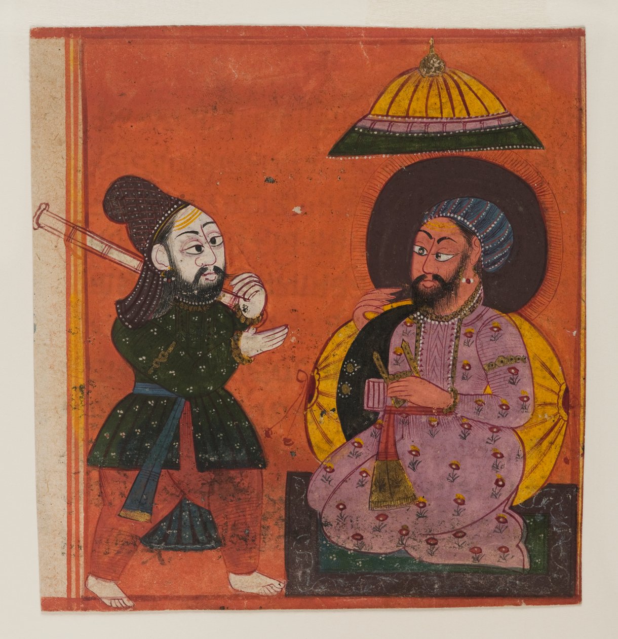 Fragment av en side fra en Markandeya Purana-serie, ca. 1625 (ugjennomsiktig wc og gull på papir) av Indian School